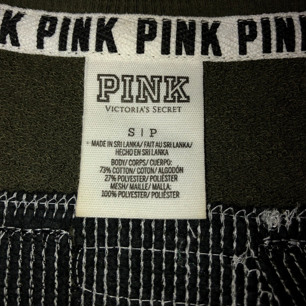PINK VS Olive Sequins Logo Pullover Sweatshirt - Picture 8 of 8